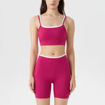 Women's 2-piece Yoga Set Fake Two-Piece Color-Block White Stripe Camisole Running Sports Bra Shorts Yoga Outfit Set