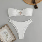 Sexy Two Pieces Swinsuit 2024 New Women's Thong Bikini White Swimwear Summer Beachwear Bathing Suit Brazilian Bikinis Sets
