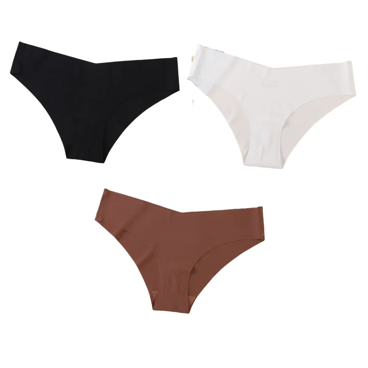 3Pcs/Set Women Seamless Low Rise Bikini Panties Ice Silk Fabric Briefs No Show Underpants Invisible Panties Sexy Lingerie XS-XL