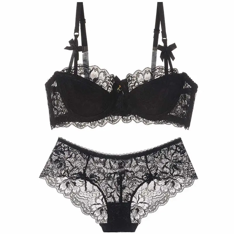 Aesthetic French Lace Minimizer Bra - Thin Strap Bralette Reduces Full Bust, Elegant Lift & Seamless Design MOYISU Sexy Panty BB