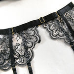Toucheart 5 Piece Sexy Embroidery Underwear Set for Women Mesh Patchwork See-through Halter Underwear Garters Sexy Lingerie Set