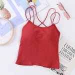 Women Tank Crop Tops Female Crop Top Seamless Backless Summer Cropped Camis Removable Pads Lingerie Girls Camisole