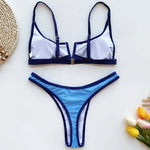 Splicing V Shaped Micro Thong Bikini Women Swimsuit Female Swimwear Two Pieces Bikini Set Push Up Bathing Suit Swim Beachwear