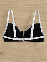 Sexy Black White Patchwork Bikini 2024 Women Halter V Underwire Push Up Micro Swimsuit Beach Bathing Suit High Waist Swimwear