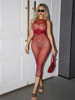 Alluring One-piece Sleepwear Hip-hugging Skirt Sexy Mesh Outfit Backless Sleeveless Bodysuits Transparent Pure Desire Charm 66EJ