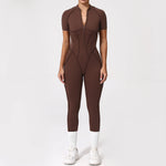 With Zipper Hollow Back Yoga Jumpsuit Sportswear Women Gym Clothes Running Fitness Yoga Backless Bodysuit