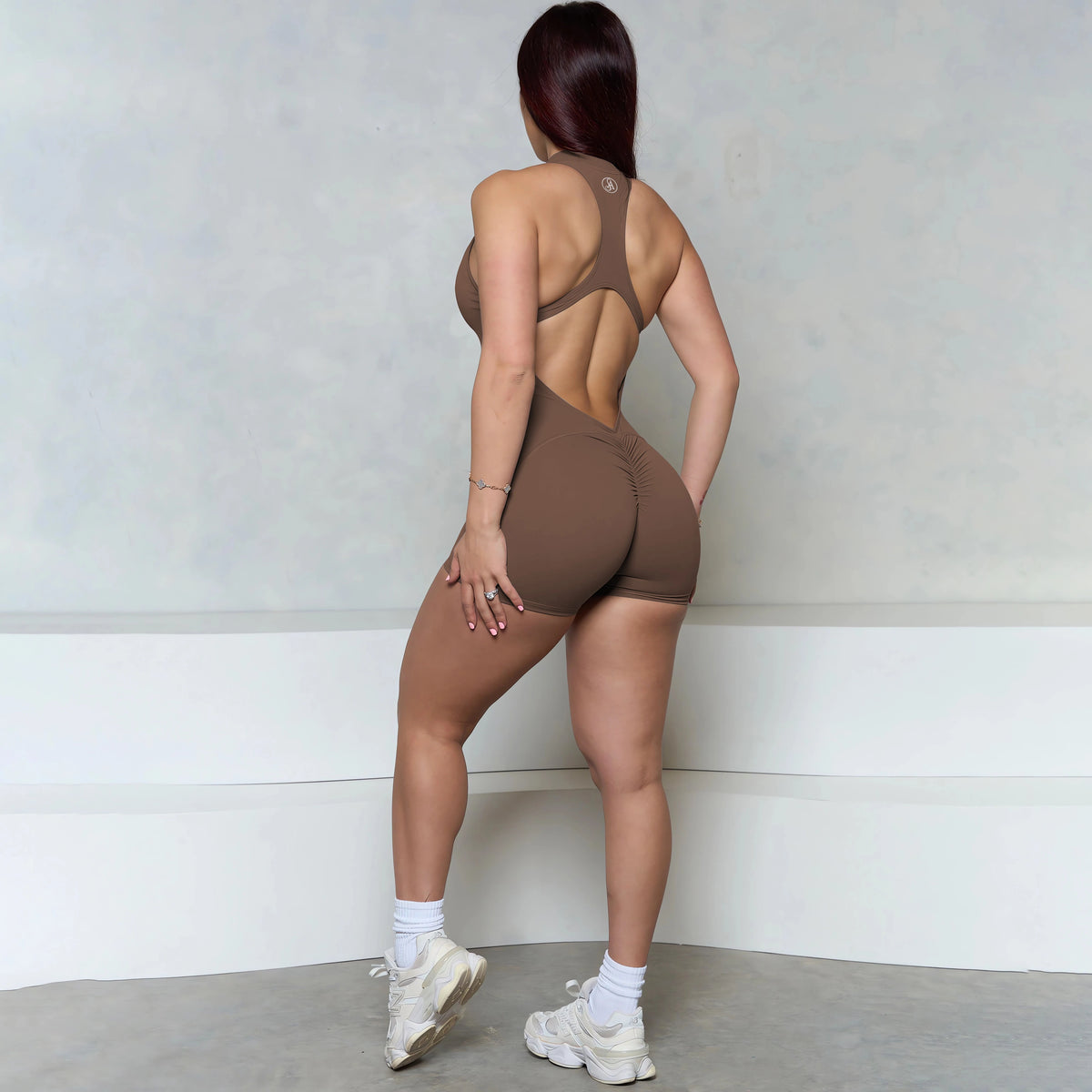 Allure The Brand Sleeveless ZIPPER Scrunch Butt Romper Women Sporty Jumpsuit Lycra Short Fitness Gym Overalls Workout Clothes