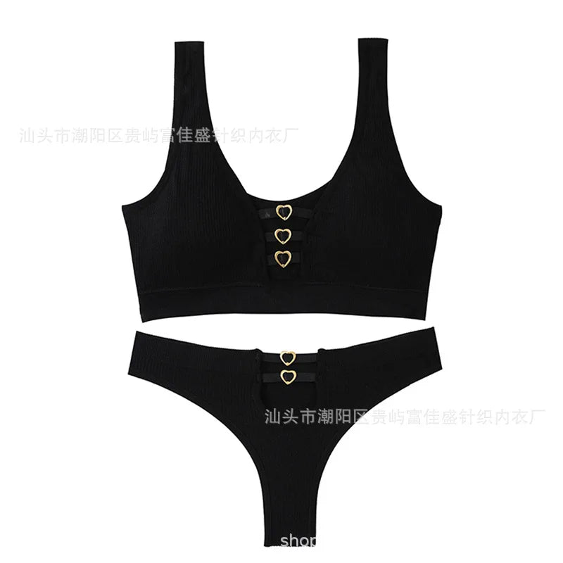 Sexy seamless underwear set push-up bra vest sports breathable push-up set