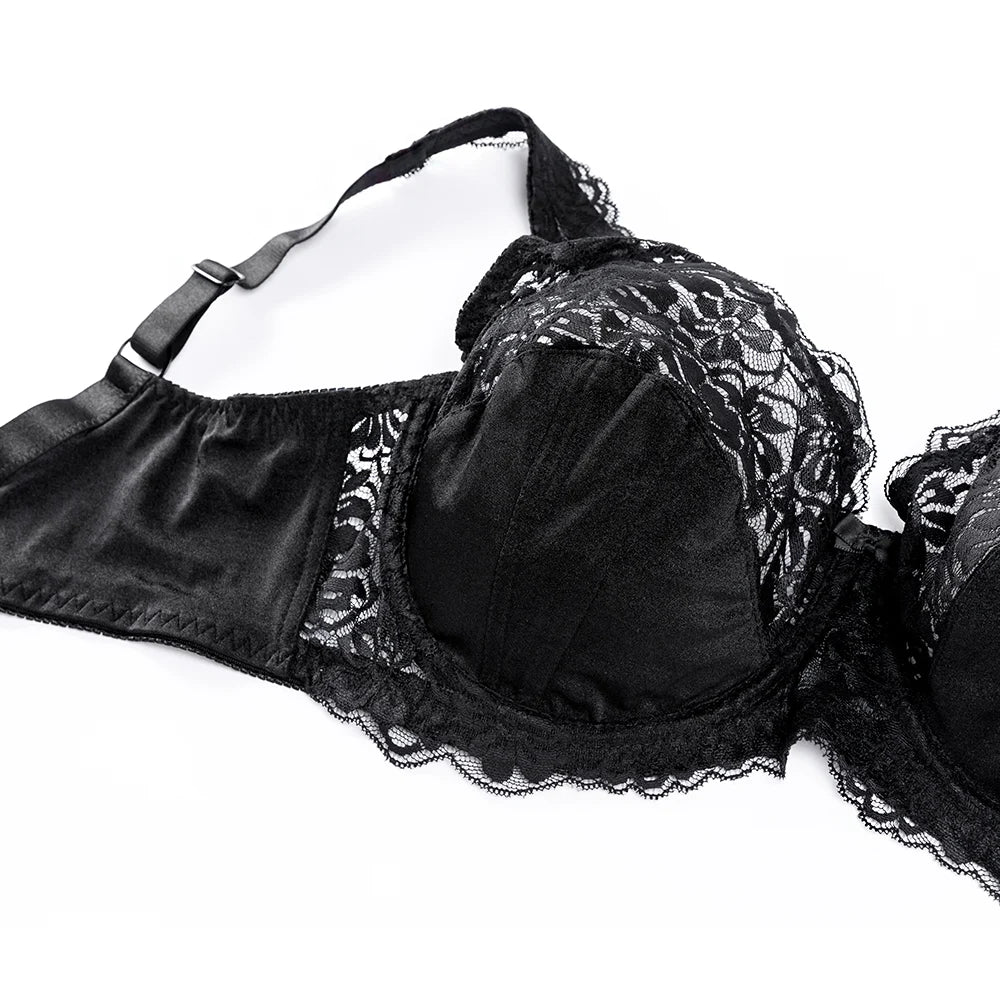 Plus Size E F G H I Cup Womens Bra Lace Brassiere Support Underwire Mesh Thin Large Adjusted-straps BH