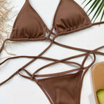 4 Colors Sexy Bikini Women Cross Straps Halter Swimwear Swimsuit Bikinis Set Bathing Suit Beach Bikini Female Biquinis Feminino