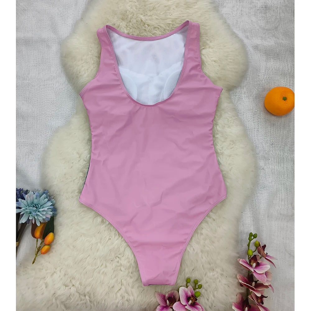Striped Women One Piece Swimsuit High Quality Swimwear Printed Push Up Monokini Summer Bathing Suit Tropical Bodysuit Female
