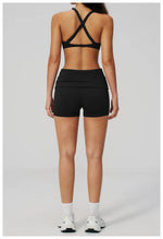 Women Two Piece Gym Yoga Sets Back Cross Sports Bra Pleate High Waist Short Fitness Suit Outdoor Running Camisole Tops Outfits