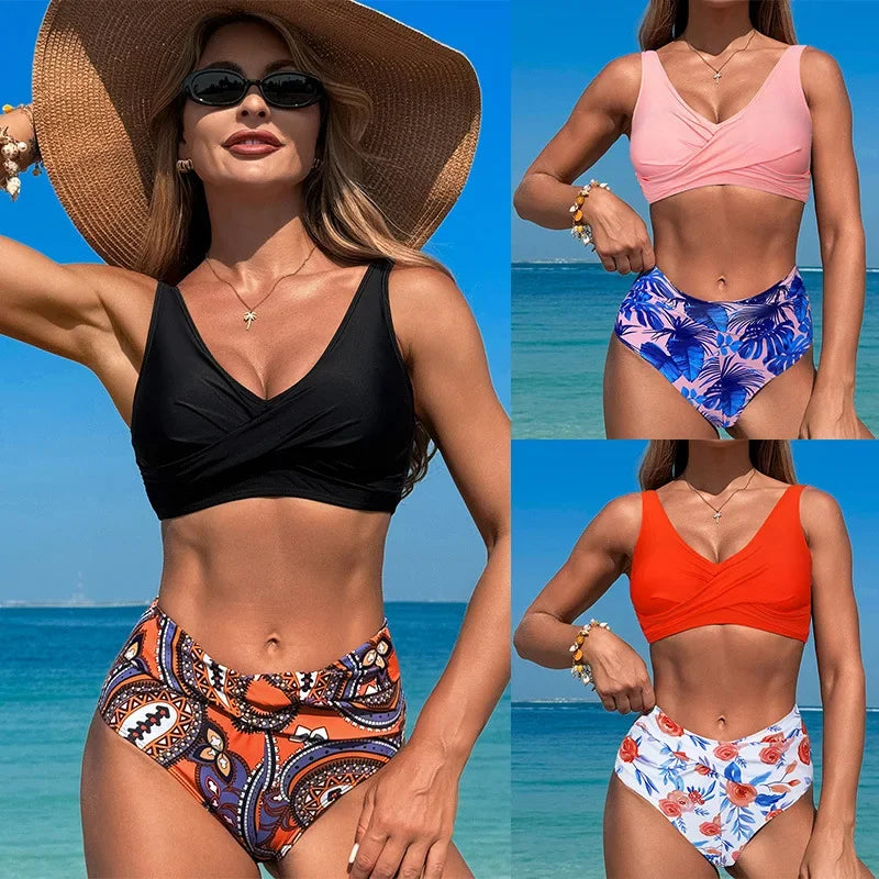 Sexy High Waisted Bikini 2026 Push Up Swimsuit Female Swimwear Women Retro Bikinis Set Bather Swimming Beach Wear Bathing Suit