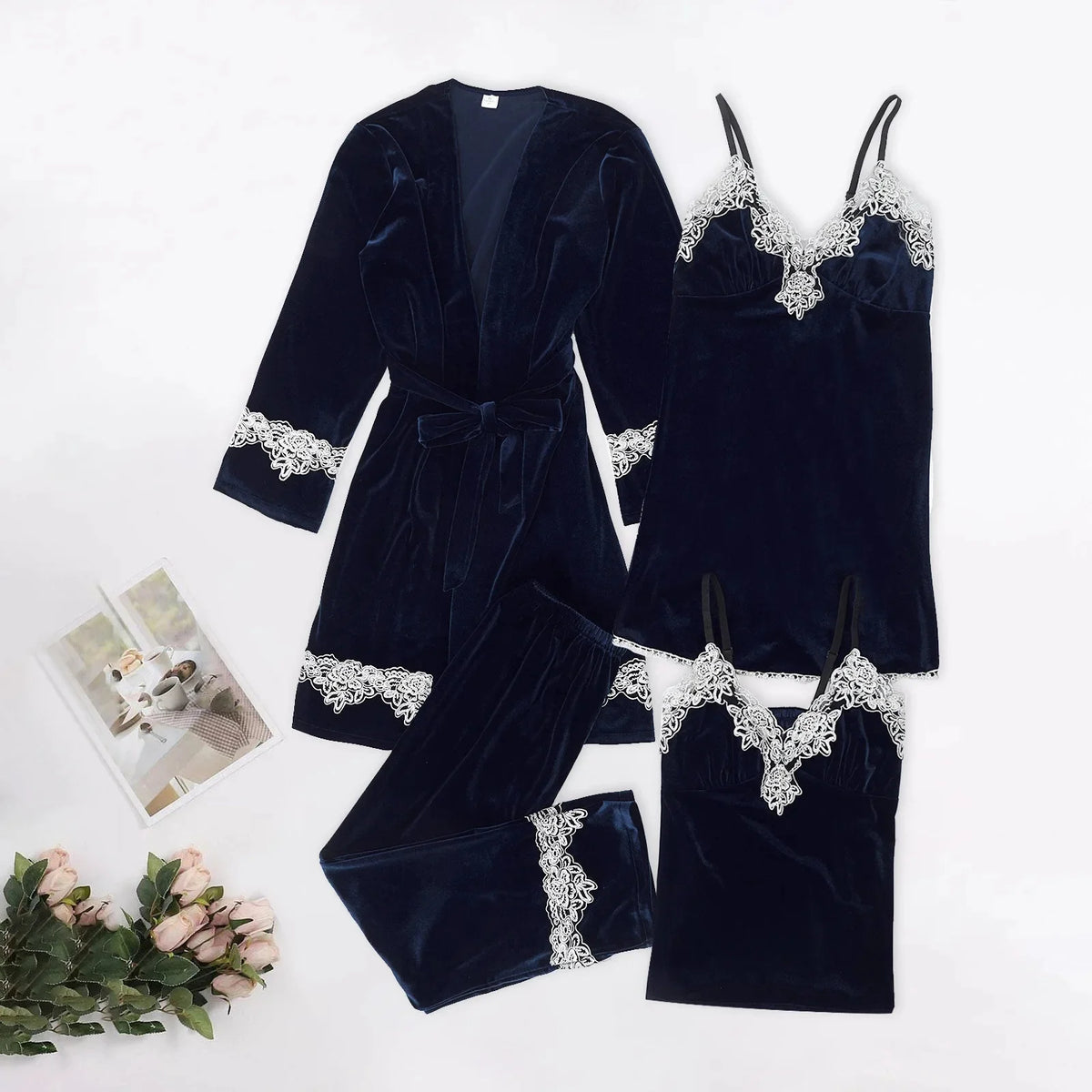 Korean Style Gold Velvet Sleepwear Women's Spring Autumn Stripe Sexy Strap Home Clothes Set Long Sleeve V-neck Home Suit 2025