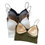 Women Tank Top With Built In Bras Fixed Cup Anti Glare Streetwear Crop Tops Female Seamless Underwear Padded Camisole Summer