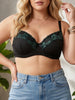 Plus Size Full Cup Bra Vintage Green Lace Edge Textured Push Up Lingerie Large Brassiere Underwire Gather Support Underwear