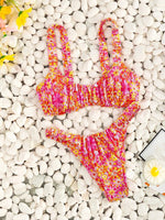 New Printed Bathing Suit Women Two-piece Backless Swimwear Sexy Beach Fashion Thongs Summer New Female Split Swimsuit