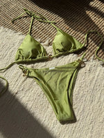 Sexy Micro Bikini 2026 Mujer Women Orange White Metal Ring Ornament Push Up Swimsuit Brazilian Beach Bathing Suit Thong Swimwear