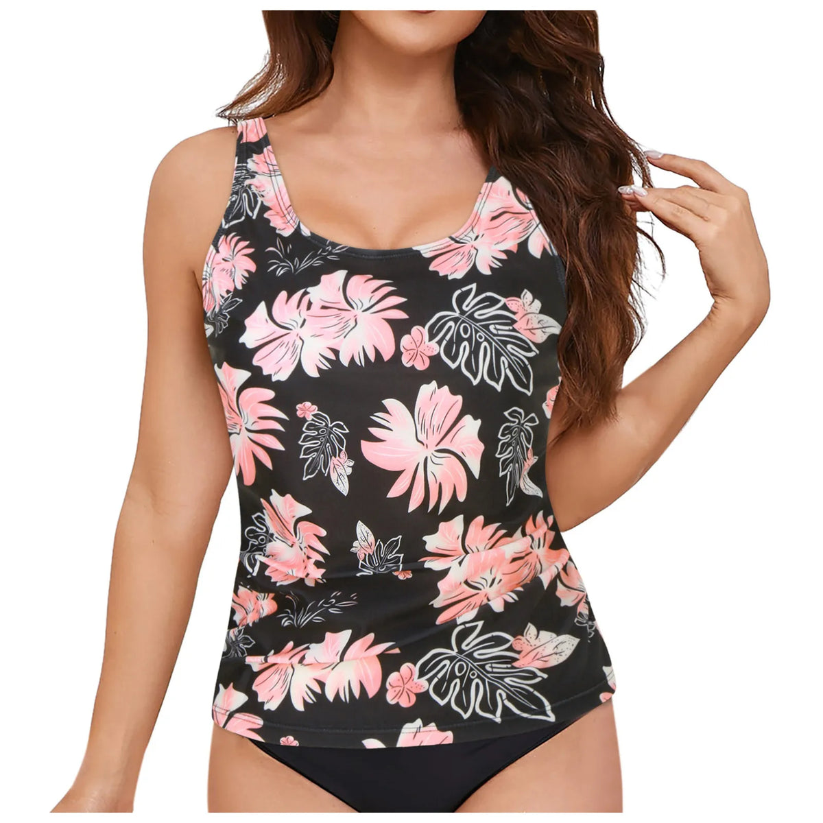 Women Tankini Swimwear Tops Full Coverage Swimsuit Floral Leopard Print Swim Vest Bathing Suit Swimming Suit Summer Beach Wear