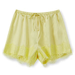 Summer Women's Casual Solid Satin Shorts Loose Fit Stylish Lace Trim Mid Rise Drawstring Shorts Lace Trim Lounge Bottoms