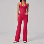 V-neck Yoga Sets Women Seamless Slimming Sports Tank Top High Waist Wide Leg Pants Fitness Suit Outwear Gym Running Tracksuit