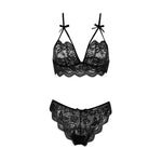 Sexy Elegant Lace Seamless Lingerie Set Women's Hollow Erotic Lingerie Transparent Wirefree Bra Sets Panties
