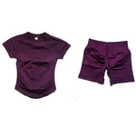 Impact Yoga Suit 2PCS Yoga Set Workout Sets Women Sportswear Gym Clothing Fitness Short Sleeve High Waist Shorts Sports Suits