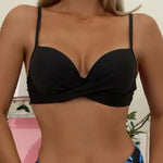 Sexy Bikini Tops Backless Butterfly Hook Design V-Neck Front Knotted Swimwear Tops Backless Bikini Bra