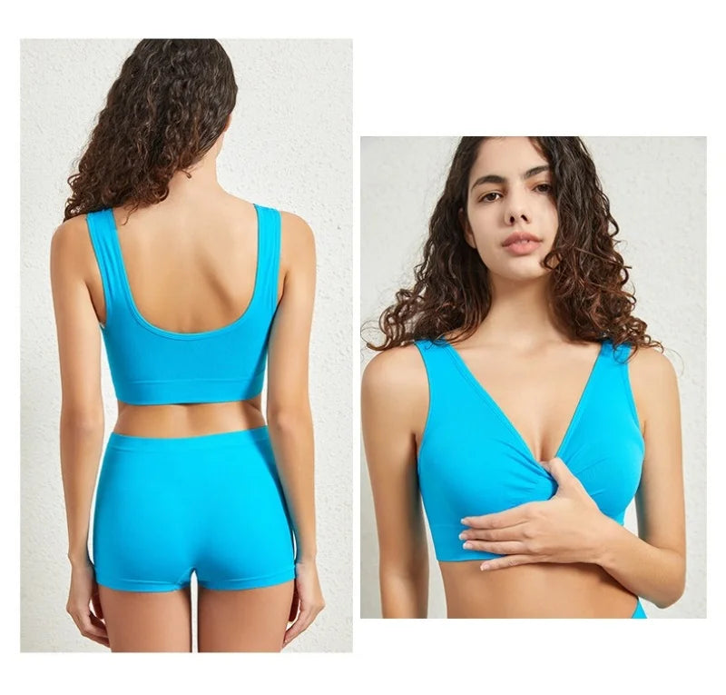 Women Seamless Bra Set Female Bra Tanks Low Waist Boyshorts Underwear Sexy Casual Sports Panties Lingerie Set S-5XL Intimates