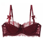 MOYISU Summer Lingerie Set Sheer French Lace Minimiser Bra Briefs Ultra Thin Sexy Women's Underwear Big Bust Sexy Tushy & Panty