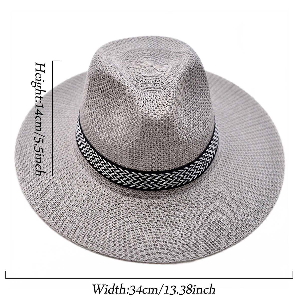 Men's Straw Woven Top Hat Wide Brim Sun Cap Summer Casual Outdoor Holiday