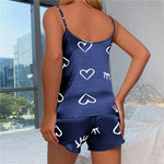 Women Ice Silk Pajamas Sleepwear Pajama Set Camisole Shorts Gray Pink Low Cut Comfortable Casual Summer