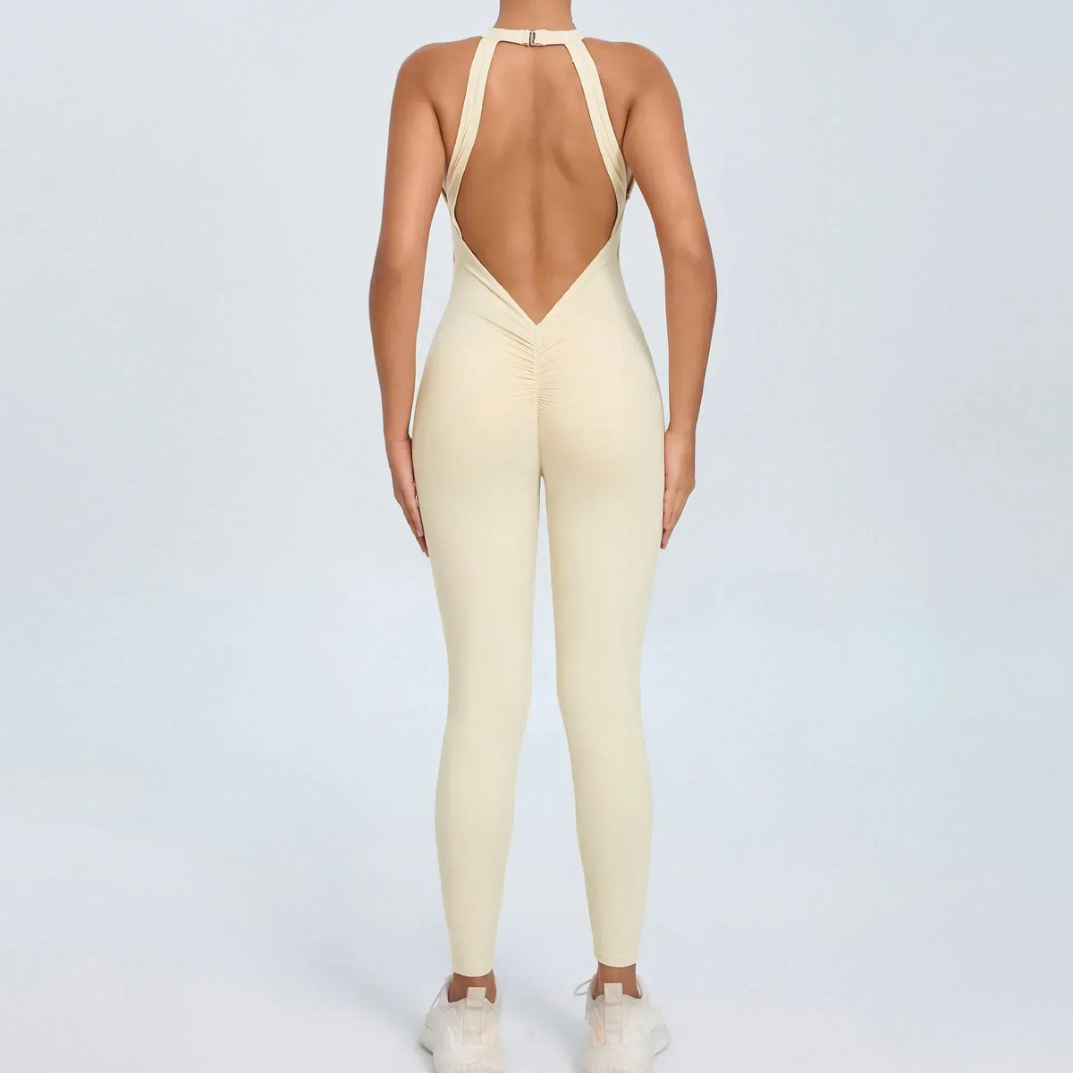 Seamless Yoga Jumpsuits Sports Fitness Peach Hip-lifting Backless Buckle One-Piece Training Gym Workout Tracksuits for Women