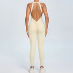 Seamless Yoga Jumpsuits Sports Fitness Peach Hip-lifting Backless Buckle One-Piece Training Gym Workout Tracksuits for Women
