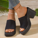 Summer Women Slippers Open-Toe Thick Platform Sandals Flip Flops Outdoor Chunky Heel Fashion Minimalist High Heels Shoes Women