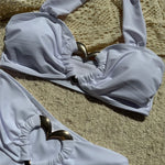 Halter Scrunch Butt High Waist Bikini Female Swimsuit Two-Pieces Bikini Set Women Swimwear Padded Bathing Suit Bather Swim V7171