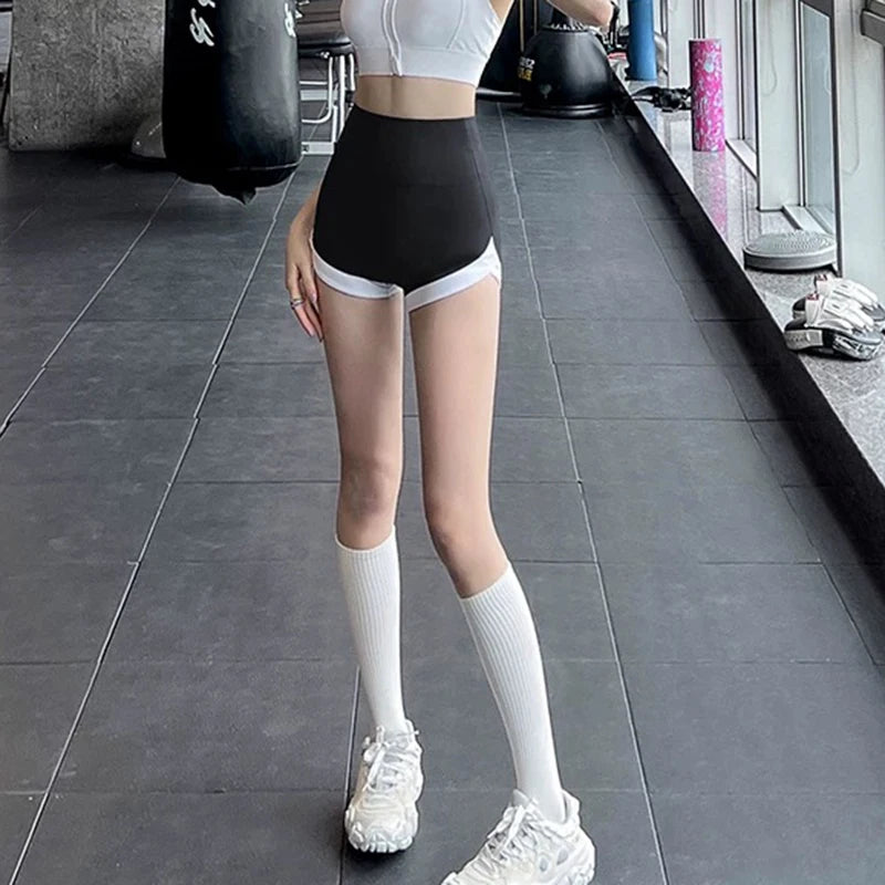 High Waist Women's Yoga Fitness Shorts Breathable Casual Pants Lifting Buttocks Contrasting Color Buttocks Yoga Pants
