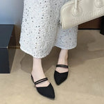 Sandals for Woman Chunky Pointed Toe Footwear Summer 2026 Thick Heel Block HighPumps Women's Shoes Slippers