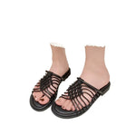 Outer Wear Roman Breeze Slippers Handwoven Low Heel Slippers for Women