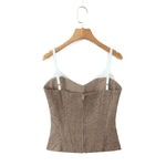 French Fashion Elegant Top Slim Fit Ribbed Waistband Tube Top Crop Top Camisole Vest Bustier Top For Woman Pure Desire EWKE