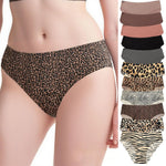 1pcs Seamless Panties Ladies Leopard Print Sexy Underwear Zebra Stripe Briefs Ice Silk Panty Invisible No Trace Solid Underpants