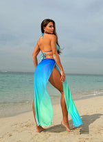 3 Pieces Thong Bikini Set 2026 Swimsuit Women & Kimono Swimwear Sexy Gradient Metal Criss Cross Bathing Suit Cover Up Bikinis