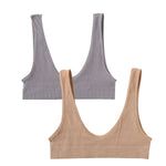 2Pcs/Set Women Non-wire Bra Crop Top Seamless Underwear Female Plunge Bra Tops Ribbed Sexy Lingerie Sports Intimates