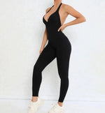 Women's Seamless Yoga Jumpsuits Sports Fitness Peach Hip-lifting Beauty Backless One-piece Pocket Tight Workout Gym Bodysuit