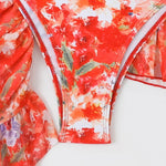 4 Pieces String Bikinis 2026 Women Sexy Swimwear Female Floral Swimsuit Bathers Bathing Swimming Swim Suit Beachwear Summer