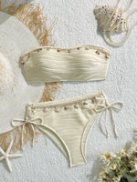 XS - XL Wrinkled Shells Bandeau Bikini Women Swimwear Female Swimsuit Two-pieces Bikini Set Bather Bathing Suit Swim Beachwear