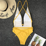 Sexy Deep V Neck Wrap Around Female Swimwear One Piece Swimsuit Women Backless Monokini High Leg Cut Bathing Suit Swim Beachwear