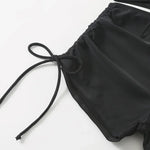 Black Drawstring Swimwear Bikinis Sets Mujer 2026 Crop Top Shorts Bottom Swimsuit Women Sexy Bathing Suit Beachwear Bikini Swim
