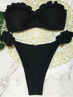 Sexy Leopard Ruffled Bra Cup Bikini 2025 Women Bandeau Swimsuit Female Swimwear Two Pieces Bikini Set High Cut Bathing Suit Swim