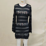 S - XL Long Sleeve Hollow Out Crochet Knitted Tunic Beach Cover Up Cover-ups Beach Dress Beach Wear Beachwear Female Women K5542